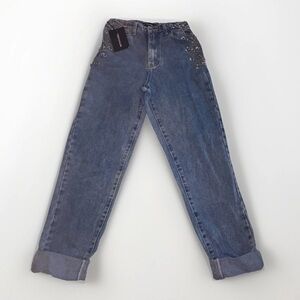 PrettyLittleThing Chain Waist Mom Jeans Womens Size 4 Vintage Wash Grunge Y2K